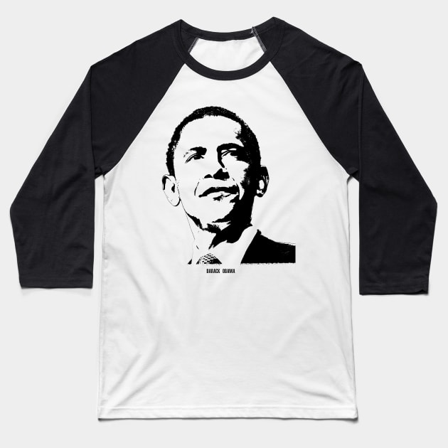Barack Obama Portrait Pop Art Baseball T-Shirt by phatvo